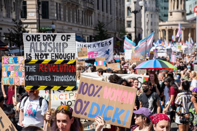 July 25, 2026, London, Greater London, United Kingdom: Thousands of transgender activists and supporters gathered in Central London by the BBC Broadcasting House to march to the Trafalgar Square to celebrate Trans Pride 2026. London United Kingdom - ZUMAe120 20260725_zip_e120_026 Copyright: xKrisztianxElekx