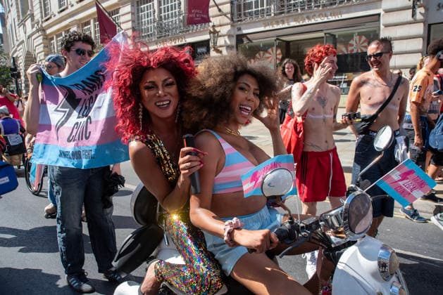 July 25, 2026, London, Greater London, United Kingdom: Thousands of transgender activists and supporters gathered in Central London by the BBC Broadcasting House to march to the Trafalgar Square to celebrate Trans Pride 2026. London United Kingdom - ZUMAe120 20260725_zip_e120_022 Copyright: xKrisztianxElekx