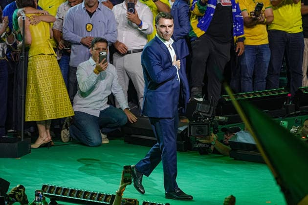 July 25, 2026: Brazilian Senator Flavio Bolsonaro, introduced as the official candidate for the upcoming general elections, takes part in the national assembly of the Liberal Party (PL), the major conservative force in Brazilian politics. - ZUMAl146 20260725_aaf_l146_015 Copyright: xPauloxLopesx
