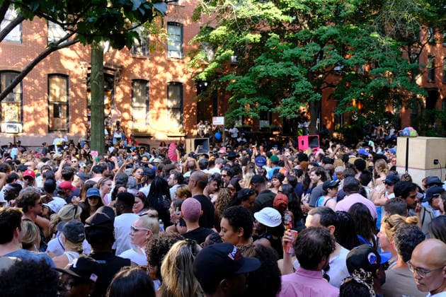 BROOKLYN, NY - JULY 25: Thousands of people attend Saint James Joy dance block party in Clinton Hill, Brooklyn in New York City on July 25, 2026. Copyright: xKatiexGodowskix