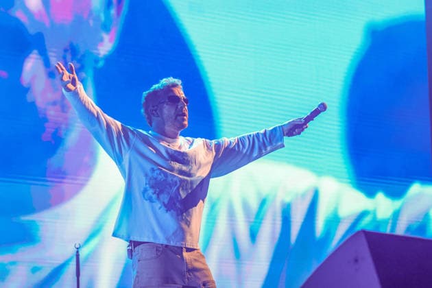 IPA86996618 - Salmo performs on stage during his concert at Lebonski Park in Arzachena, Italy, on July 25, 2026. During Salmo s music concert in Arzachena, Italy, July 25, 2026  Copyright: xManoloxTatti LiveMediax xx 86996618