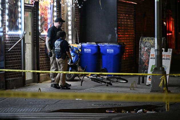 12-year-old boy killed, two men injured in Bronx shooting BRONX, NEW YORK, UNITED STATES - JULY 25: NYPD officers work the scene where a 12-year-old boy was killed and two men were injured in a shooting outside of a Supermarket and Deli at 104 Elliot Place in Bronx, New York, United States on July 25, 2026. Saturday afternoon at approximately 4:55 pm the shooting took place. A 12-year-old boy was shot to the shoulder and taken to Lincoln Hospital where he was pronounced dead. A 25-year-old man was shot to the buttocks and a 34-year-old man was shot to the foot. Both men are listed in stable condition at the hospital. There are no arrests, the identity of the deceased is pending proper family notification and the investigation is ongoing by  Copyright: x2026xAnadoluxKylexMazzax