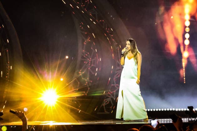IPA87001163 - Anna Tatangelo on stage at La Notte dei Fiori in Sanremo. during LA NOTTE DEI FIORI - SANREMO ESTATE, Music Concert in SANREMO, Italy, July 25, 2026  Copyright: xRenataxRoattino LiveMediax xx 87001163