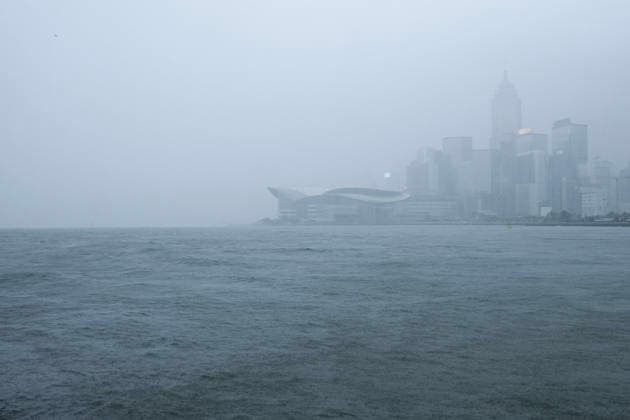 (260726) -- HONG KONG, July 26, 2026 -- This photo taken on July 26, 2026 shows a view of the Victoria Harbour in Hong Kong, south China. The Hong Kong Observatory issued the No. 8 Northwest Gale or Storm Signal on Saturday night under the effect of super typhoon Noul. The No. 8 signal is the third-highest warning under Hong Kong s weather system, which has five rankings for typhoons. (Photo by Xinhua) CHINA-HONG KONG-NO. 8 TYPHOON SIGNAL (CN) LuixSiuxWai 