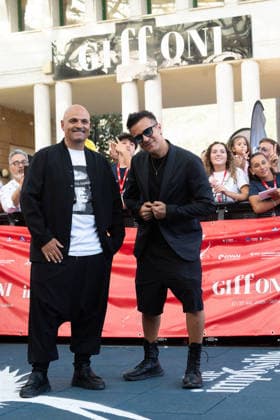 56th Giffoni Film Festival - Photocall Eiffel 65 Jeffrey Jey, Maurizio Lobina during photocall of the Italian disco-dance band Eiffel 65 composed of the duo Jeffrey Jey and Maurizio Lobina at the 56th Giffoni Film Festival. Giffoni Valle Piana on July 24, 2026. Photo by Andrea Bracaglia ABACAPRESS.COM Giffoni Valle Piana Italy Italy  Copyright: xBracagliaxAndrea ABACAx
