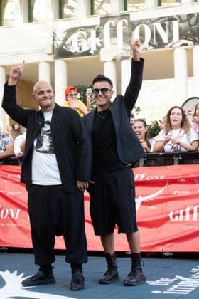 56th Giffoni Film Festival - Photocall Eiffel 65 Jeffrey Jey, Maurizio Lobina during photocall of the Italian disco-dance band Eiffel 65 composed of the duo Jeffrey Jey and Maurizio Lobina at the 56th Giffoni Film Festival. Giffoni Valle Piana on July 24, 2026. Photo by Andrea Bracaglia ABACAPRESS.COM Giffoni Valle Piana Italy Italy  Copyright: xBracagliaxAndrea ABACAx