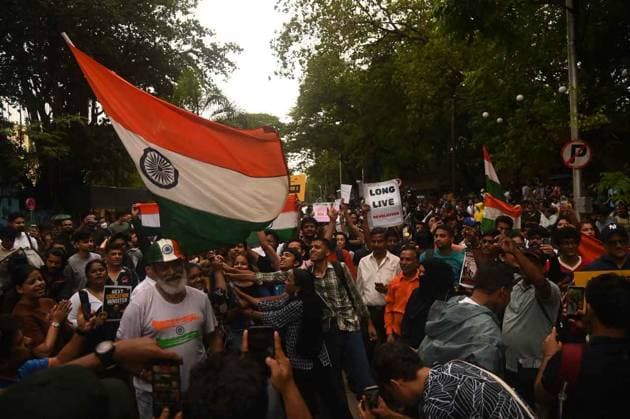 July 26, 2026, Mumbai, Maharashtra, India: Supporters of the youth-led satirical political movement Cockroach Janta Party (CJP) celebrate the resignation of Union Education Minister Dharmendra Pradhan, in Mumbai, India, 26 July 2026. Mumbai India - ZUMAn310 20260726_zip_n310_005 Copyright: xDeepxNairx