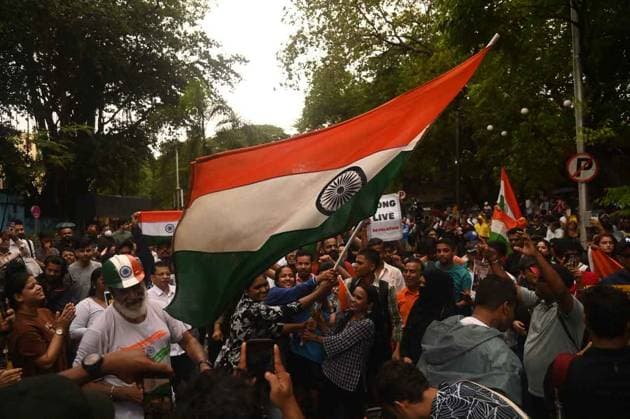 July 26, 2026, Mumbai, Maharashtra, India: Supporters of the youth-led satirical political movement Cockroach Janta Party (CJP) celebrate the resignation of Union Education Minister Dharmendra Pradhan, in Mumbai, India, 26 July 2026. Mumbai India - ZUMAn310 20260726_zip_n310_012 Copyright: xDeepxNairx