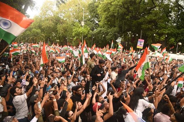 July 26, 2026, Mumbai, Maharashtra, India: Supporters of the youth-led satirical political movement Cockroach Janta Party (CJP) celebrate the resignation of Union Education Minister Dharmendra Pradhan, in Mumbai, India, 26 July 2026. Mumbai India - ZUMAn310 20260726_zip_n310_017 Copyright: xDeepxNairx