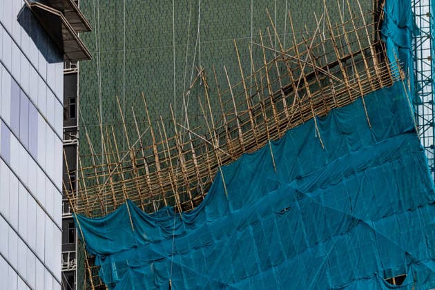 July 26, 2026, Hong Kong, Hong Kong, China: A collapsed bamboo scaffolding at a building construction site in Cheung Sha Wan in Hong Kong on July 26, 2026. The collapse occurred on July 25 as the city braced for Typhoon Noul, which prompted Hong Kong s weather observatory to hoist the T9 signal, the city s second-highest typhoon warning, at midnight. Hong Kong China  - ZUMAm298 20260726_zip_m298_001 Copyright: xJamesxModestox