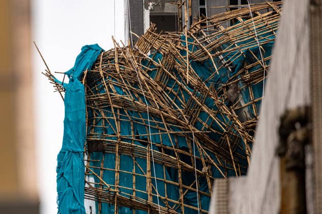 July 26, 2026, Hong Kong, Hong Kong, China: A collapsed bamboo scaffolding at a building construction site in Cheung Sha Wan in Hong Kong on July 26, 2026. The collapse occurred on July 25 as the city braced for Typhoon Noul, which prompted Hong Kong s weather observatory to hoist the T9 signal, the city s second-highest typhoon warning, at midnight. Hong Kong China  - ZUMAm298 20260726_zip_m298_008 Copyright: xJamesxModestox