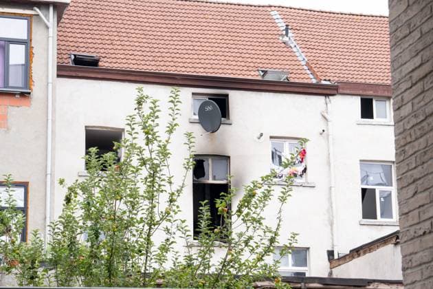 a residential building at the Haachtsesteenweg chaussee de Haecht in Schaarbeek Schaerbeek, Brussels, where a fire broke out last night, Sunday 26 July 2026. Two people died in the fire. Eight others were injured. Two of them are in serious condition. The cause of the fire is still under investigation. MARIUS BURGELMAN  MariusxBurgelman 182071817
