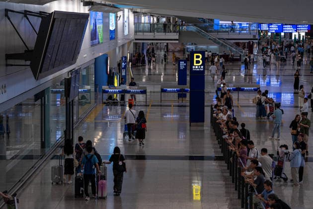 HONGKONG-TYPHOON NOUL The arrival hall inside terminal 1 at Hong Kong International Airpot during typhoon Noul in Hong Kong, July 26, 2026. NEXPHER Vernon Yuen HONG KONG