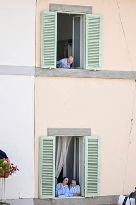 July 26, 2026, Italy, Italy: Sisters attend the Angelus prayer delivered by Pope Leo XIV from the entrance of the Apostolic Palace overlooking Piazza della Liberta at the Papal summer residence in Castel Gandolfo, near Rome, Italy, 26 July 2026. ANSA RICCARDO ANTIMIANI. Italy Italy  - ZUMAa110 20260726_zaf_a110_019 Copyright: xRiccardoxAntimianix