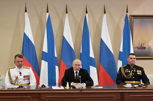 Russia Putin North Western Federal District 9212249 26.07.2026 Russian President Vladimir Putin attends a reception marking Navy Day at the Admiralty headquarters in St. Petersburg, Russia. Alexei Danichev Sputnik St. Petersburg Russia  Copyright: xAlexeixDanichevx