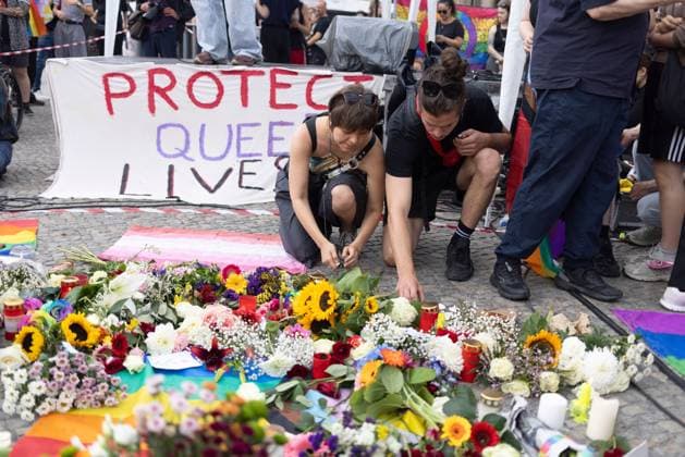 July 26, 2026, Berlin, Berlin, Germany: BERLIN, GERMANY Ã¢â‚¬ JULY 26, 2026: People gather for a vigil at the Brandenburg Gate in Berlin, Germany, in solidarity with those affected by the deadly attack near the city s Christopher Street Day (CSD) Pride celebrations a day earlier. Members of the LGBTQIA+ community and allies mourned the victims, called for unity and reaffirmed their commitment to combating homophobia, transphobia, fascism and all forms of hatred. Speakers also urged politicians and the media not to exploit the tragedy to promote Islamophobic, anti-Arab or other discriminatory narratives. Berlin Germany  - ZUMAq101 20260726_zna_q101_172 Copyright: xZairaxBiaginix