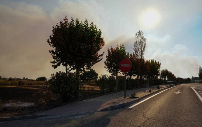 Spain continue to evacuate villages due to the wildfires MADRID, SPAIN - JULY 26: Spanish authorities still try to control the massive fires west of the capital, as they continue to evacuate more than 47 villages and towns in central and western Spain due to the ongoing fires, which are being aided by strong winds in Madrid, Spain on July 26, 2026. Muath Hamed Anadolu Madrid Spain. Editorial use only. Please get in touch for any other usage.  Copyright: x2026xAnadoluxMuathxHamedx