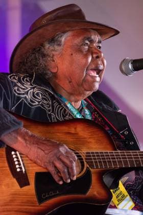 July 26, 2026, Corsham, Wiltshire, England: Kankara Nagarra, an Aborigine from the desert of Western Australia, sings Gospel Blues. Now in her eighties, her songs provide powerful testimony about her life and members of her community. She performed WOMAD Festival to a packed audience. Corsham England - ZUMAr169 20260726_zip_r169_043 Copyright: xRodxHarbinsonx
