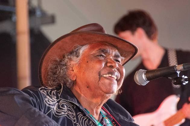 July 26, 2026, Corsham, Wiltshire, England: Kankara Nagarra, an Aborigine from the desert of Western Australia, sings Gospel Blues. Now in her eighties, her songs provide powerful testimony about her life and members of her community. She performed WOMAD Festival to a packed audience. Corsham England - ZUMAr169 20260726_zip_r169_045 Copyright: xRodxHarbinsonx