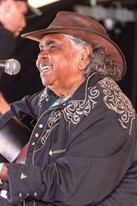 July 26, 2026, Corsham, Wiltshire, England: Kankara Nagarra, an Aborigine from the desert of Western Australia, sings Gospel Blues. Now in her eighties, her songs provide powerful testimony about her life and members of her community. She performed WOMAD Festival to a packed audience. Corsham England  - ZUMAr169 20260726_zip_r169_049 Copyright: xRodxHarbinsonx