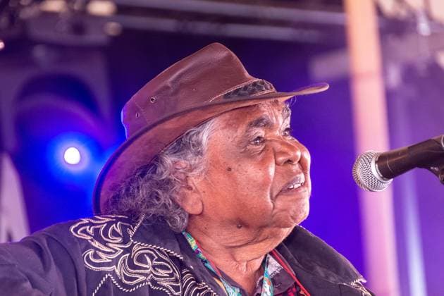 July 26, 2026, Corsham, Wiltshire, England: Kankara Nagarra, an Aborigine from the desert of Western Australia, sings Gospel Blues. Now in her eighties, her songs provide powerful testimony about her life and members of her community. She performed WOMAD Festival to a packed audience. Corsham England  - ZUMAr169 20260726_zip_r169_050 Copyright: xRodxHarbinsonx