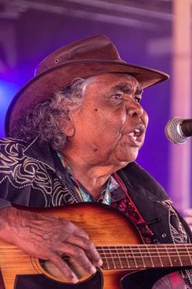 July 26, 2026, Corsham, Wiltshire, England: Kankara Nagarra, an Aborigine from the desert of Western Australia, sings Gospel Blues. Now in her eighties, her songs provide powerful testimony about her life and members of her community. She performed WOMAD Festival to a packed audience. Corsham England - ZUMAr169 20260726_zip_r169_053 Copyright: xRodxHarbinsonx
