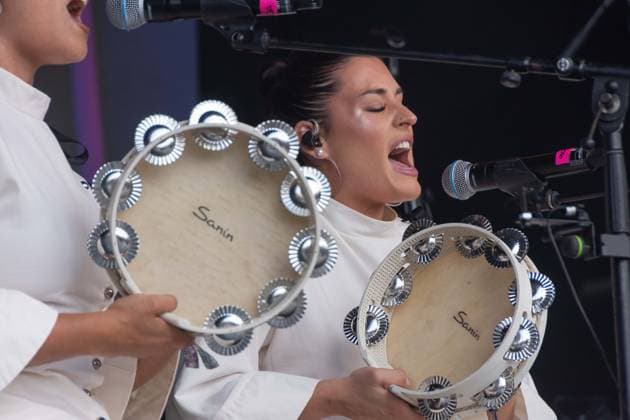 July 26, 2026, Corsham, Wiltshire, England: Tanxugueiras includes three women from the province of Galicia in Spain. The trio sang powerful songs at WOMAD Festival, with modern pop influences, as well as flavours from their celtic cultural roots. Corsham England  - ZUMAr169 20260726_zip_r169_056 Copyright: xRodxHarbinsonx