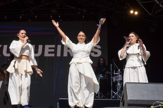 July 26, 2026, Corsham, Wiltshire, England: Tanxugueiras includes three women from the province of Galicia in Spain. The trio sang powerful songs at WOMAD Festival, with modern pop influences, as well as flavours from their celtic cultural roots. Corsham England  - ZUMAr169 20260726_zip_r169_067 Copyright: xRodxHarbinsonx