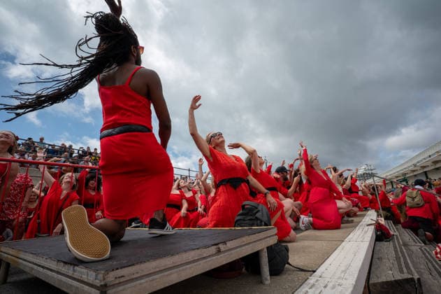 The Most Wuthering Day Ever in Folkestone, UK - 26 Jul 2026 Participants dressed as Cathy takes part in the Most Wuthering Heights Day Ever in Folkestone. Folkestone once again hosted The Most Wuthering Heights Day Ever, as hundreds of participants dressed in flowing red gathered to recreate the iconic dance from Kate Bush s 1978 hit, Wuthering Heights. Continuing a tradition that began in 2018, the event welcomed both returning dancers and newcomers, celebrating music, creativity, and community while transforming the Harbour Arm into a sea of red. Folkstone United Kingdom Copyright: xJamesxWilloughbyx xSOPAxImagesx JWILLOUGHBY_3082
