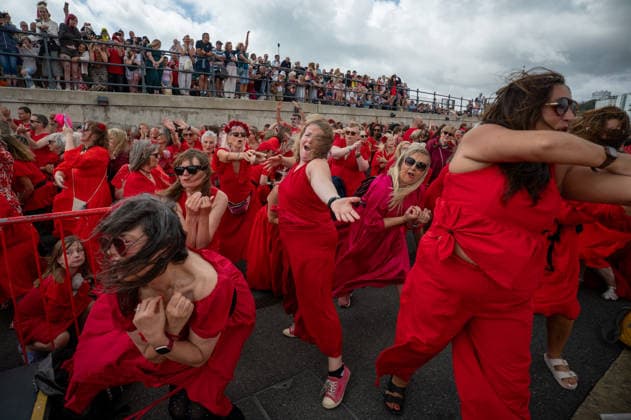 July 26, 2026, Folkstone, Kent, United Kingdom: Participants dressed as Cathy takes part in the Most Wuthering Heights Day Ever in Folkestone. Folkestone once again hosted The Most Wuthering Heights Day Ever, as hundreds of participants dressed in flowing red gathered to recreate the iconic dance from Kate Bush s 1978 hit, Wuthering Heights. Continuing a tradition that began in 2018, the event welcomed both returning dancers and newcomers, celebrating music, creativity, and community while transforming the Harbour Arm into a sea of red. Folkstone United Kingdom  - ZUMAs197 20260726_aaa_s197_149 Copyright: xJamesxWilloughbyx