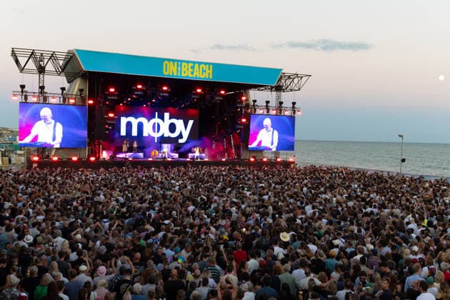 Headliner Moby on stage at ON THE BEACH Festival, Brighton on the 26TH JULY 2026 Headliner Moby on stage at ON THE BEACH Festival, Brighton on the 26TH JULY 2026, Credit:Sarah Weatherhead Laura Rose Avalon  Copyright: xSarahxWeatherheadx xLauraxRosex xAvalonx 1119040578