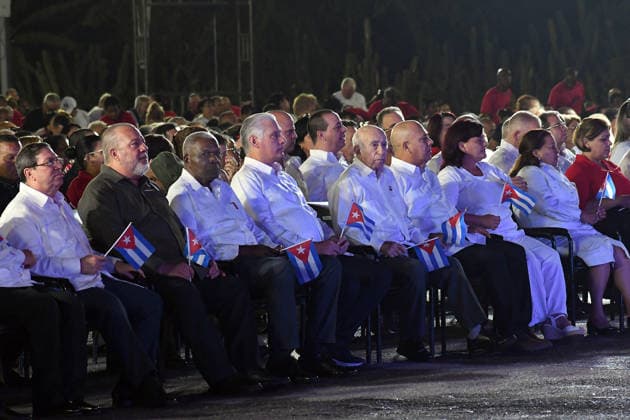 (260727) -- PINAR DEL RIO, July 27, 2026 -- Cuban President Miguel Diaz-Canel (4th L, front) attends a ceremony marking the 73rd anniversary of the National Rebellion Day in Pinar del Rio, Cuba, July 26, 2026. The National Rebellion Day marks events on July 26, 1953, when late revolutionary leader Fidel Castro and about 100 of his followers attempted to take the Moncada Barracks, the second military fortress of the Fulgencio Batista s dictatorship, in the city of Santiago de Cuba, and the Carlos Manuel de Cespedes Barracks in the nearby town of Bayamo. (Photo by Xinhua) CUBA-PINAR DEL RIO-NATIONAL REBELLION DAY-73RD ANNIVERSARY JoaquinxHernandez 