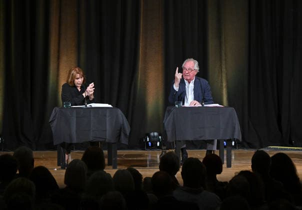Lesung aus Loriots Szenen einer Ehe mit Senta Berger und Friedrich von Thun, im Toscana Congress in Gmunden, im Rahmen der Salzkammergut Festwochen Gmunden, fotografiert am 26.07.26. Das Bild zeigt die Schauspieler Senta Berger und Friedrich von Thun während ihrer Lesung 2026 - Lesung aus Loriots Szenen einer Ehe mit Senta Berger und Friedrich von Thun, im Toscana Congress in Gmunden, im Rahmen der Salzkammergut Festwochen Gmunden, am 26.07.26 *** Reading from Loriot’s *Scenes from a Marriage* with Senta Berger and Friedrich von Thun, at the Toscana Congress in Gmunden, as part of the Salzkammergut Festwochen Gmunden, photographed on July 26, 2026. The photo shows actors Senta Berger and Friedrich von Thun during their reading in 2026