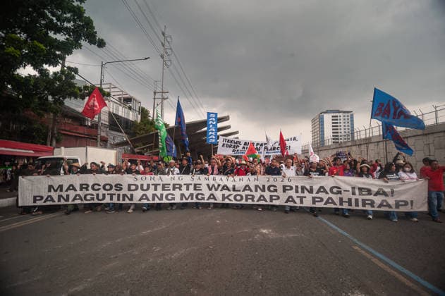 July 27, 2026, Quezon City, Quezon, Philippines: On June 27, 2026, as President Ferdinand Marcos, Jr. delivers his 5th State of the Nation Address (SONA), a multisectoral protest was held along Commonwealth Avenue to oppose the presidentÃ¢â‚¬â ¢s upcoming speech. The protest was joined by thousands of people from various sectors and were barred from nearing the venue of the event. During the protest, over 40 individuals were arrested by police officers. Quezon City Philippines  - ZUMAy102 20260727_zip_y102_008 Copyright: xKenosisxYapx