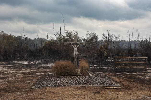 Wildfires in Gironde: The Site Where the Fire Started in Saumos PHOTOPQR SUD OUEST Photo by Fabien Cottereau Saumos, July 27, 2026 Wildfires in Gironde: At the site where the fire started in Saumos on Wednesday, July 22, it is a completely charred, apocalyptic landscape Saumos, France, July 27, 2026 – Gironde wildfires The area where the blaze started in Saumos on Wednesday, July 22, has been left as a completely charred, apocalyptic landscape Saumos 20 Gironde France  Copyright: xPHOTOPQR SUDxOUEST MAXPPPxPhotoxFabienxCottereaux 20260727SDO4118 20260727SDO4118