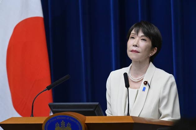 Japanese PM Takaichi holds press conference as Cabinet support falls TOKYO, JAPAN - JULY 27: Japanese Prime Minister Sanae Takaichi holds a press conference at the Prime Minister’s Office following the close of the 221st extraordinary session of the Diet, in Tokyo, Japan, on July 27, 2026. David Mareuil Anadolu Tokyo Japan. Editorial use only. Please get in touch for any other usage.  Copyright: x2026xAnadoluxDavidxMareuilx