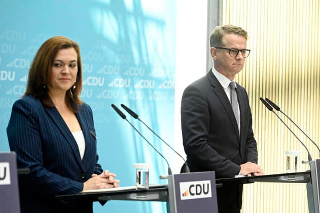Franziska Hoppermann und Carsten Linnemann bei einer Pressekonferenz zu aktuellen Themen im Konrad-Adenauer-Haus. Berlin, 27.07.2026 *** Franziska Hoppermann and Carsten Linnemann at a press conference on current issues at the Konrad Adenauer House in Berlin, July 27, 2026 Foto:xF.xKernx xFuturexImagex pk_cdu_6711
