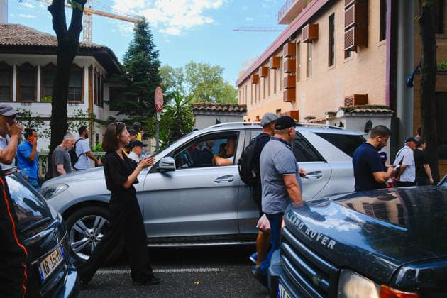 July 27, 2026, U.S.: Protesters march through the streets during the morning rush hour in Tirana, Albania, on the 57th day of the Flamingo Revolution against Prime Minister EDI RAMA and his government. U.S.  - ZUMAm354 20260727_znp_m354_008 Copyright: xMadiganxMurphyx