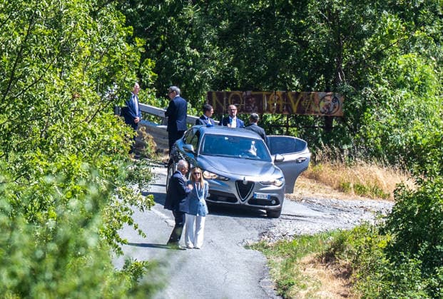 July 27, 2026, Turin, To, Italy: Prime Minister Giorgia Meloni and Interior Minister Matteo Piantedosi visit the TAV construction site in Chiomonte, occupied and devastated by the No Tav movement during the march on July 25, 2026. Venaus, 27 07 2026. Turin Italy  - ZUMAa289 20260727_zia_a289_035 Copyright: xSelenexDanielex xAgfx