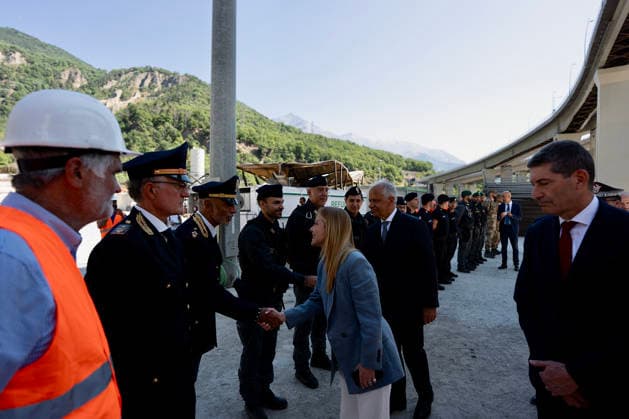 July 27, 2026, Chiomonte, Turin, Rome, Italy: Prime Minister Giorgia Meloni visits the high-speed rail construction site in Val di Susa, following the clashes between some protesters and the police that occurred on July 25, Chiomonte 27 07 2026 Chiomonte, Turin Italy  - ZUMAa289 20260727_zia_a289_056 Copyright: xUfficioxStampax