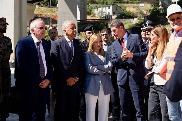 July 27, 2026, Chiomonte, Turin, Rome, Italy: Prime Minister Giorgia Meloni and Interior Minister Matteo Piantedosi visit the high-speed rail construction site in Val di Susa, following clashes between protesters and law enforcement officers on July 25, Chiomonte, 27 07 2026 Chiomonte, Turin Italy  - ZUMAa289 20260727_zia_a289_058 Copyright: xUfficioxStampax