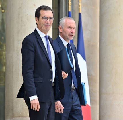 French government weekly cabinet meeting at Elysee Palace in Paris PARIS, FRANCE - JULY 27: French Labor Minister Jean-Pierre Farandou (L) and French junior Minister in charge of Parliament Relations Laurent Panifous (R) leave after a weekly cabinet meeting at the Elysee Palace in Paris, France on July 27, 2026. Mustafa Yalcin Anadolu Paris France. Editorial use only. Please get in touch for any other usage.  Copyright: x2026xAnadoluxMustafaxYalcinx