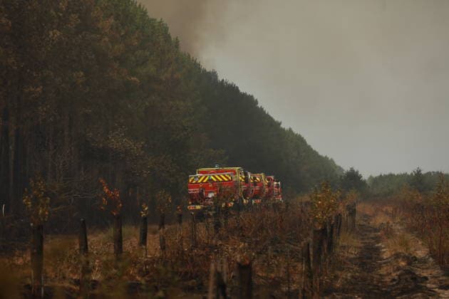 Massive wildfire burns 42,000 hectares in Gironde, southwestern France GIRONDE, FRANCE - JULY 27: A massive wildfire struck the Gironde department of southwestern France on July 27, 2026. As firefighters continued efforts to contain the flames, the wildfire caused widespread destruction across affected areas, where burned vehicles, damaged buildings, destroyed roads, and charred trees were visible. The blaze, which started in the Saumos area on Wednesday, has burned around 42,000 hectares, according to Gironde authorities. More than 220,000 people were evacuated as a precaution, while around 240 homes were fully or partially damaged. Around 2,500 firefighters, 1,500 soldiers and 1,200 security personnel are involved in the response as crews  Copyright: x2026xAnadoluxMohamadxSalaheldinxAbdelghanixAlsayedx