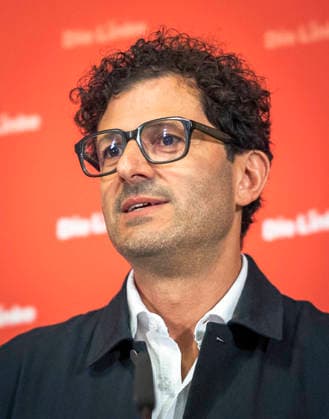 Luigi Pantisano, Vorsitzender der Partei Die Linke, aufgenommen im Rahmen einer Pressekonferenz in Berlin, 27.07.2026 Berlin Deutschland *** Luigi Pantisano, chairman of the party Die Linke, photographed during a press conference in Berlin on July 27, 2026, Berlin, Germany Copyright: xYonaxElsnerx