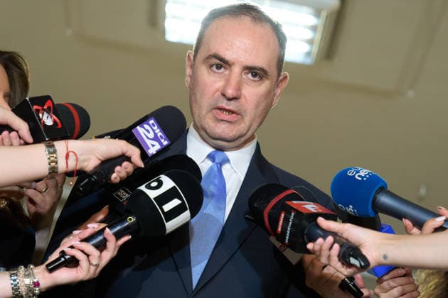 Senate Economic Committee meeting, at the Romanian Parliament, Bucharest, Romania Bucharest, Romania. 27th Jul, 2026: Alexandru Nazare, interim Minister of Finance, speaks to the press after the Senate Economic Committee meeting, at the Romanian Parliament. The committee approved the proposal to delay the increase of the VAT on home purchases until Oct. 1. Bucharest Romania Copyright: xLucianxAlecux