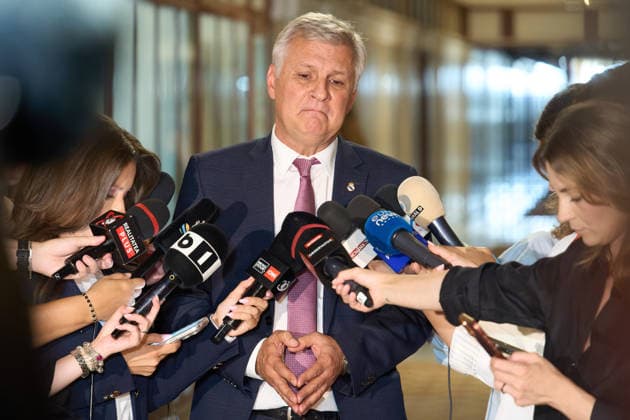 Senate Economic Committee meeting, at the Romanian Parliament, Bucharest, Romania Bucharest, Romania. 27th Jul, 2026: Daniel Zamfir, senator of the Social Democratic Party (PSD), speaks to the press after the Senate Economic Committee meeting, at the Romanian Parliament. The committee approved the proposal to delay the increase of the VAT on home purchases until Oct. 1. Bucharest Romania Copyright: xLucianxAlecux