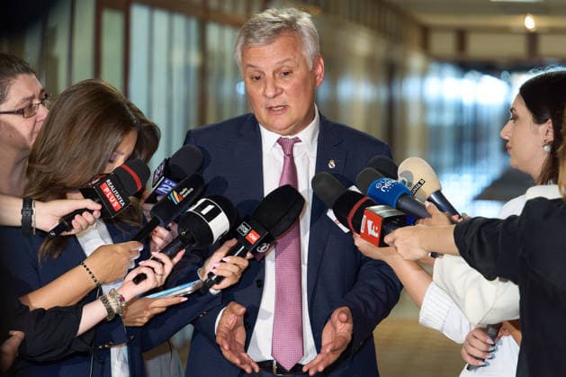 Senate Economic Committee meeting, at the Romanian Parliament, Bucharest, Romania Bucharest, Romania. 27th Jul, 2026: Daniel Zamfir, senator of the Social Democratic Party (PSD), speaks to the press after the Senate Economic Committee meeting, at the Romanian Parliament. The committee approved the proposal to delay the increase of the VAT on home purchases until Oct. 1. Bucharest Romania Copyright: xLucianxAlecux