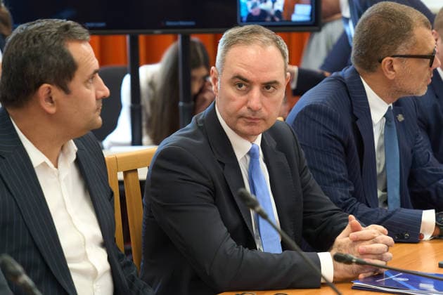 Senate Economic Committee meeting, at the Romanian Parliament, Bucharest, Romania Bucharest, Romania. 27th Jul, 2026: Alexandru Nazare (C), interim Minister of Finance, attends the Senate Economic Committee meeting, at the Romanian Parliament. The committee approved the proposal to delay the increase of the VAT on home purchases until Oct. 1. Bucharest Romania Copyright: xLucianxAlecux