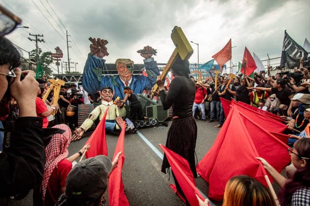 July 27, 2026, Quezon, Metro Manila, Philippines: Numbering in the thousands, multi-sectoral groups marched along Commonwealth Avenue for the Ã¢â‚¬ËœPeopleÃ¢â‚¬â ¢s SONAÃ¢â‚¬â ¢, coinciding with the 5th State of the Nation Address of Pres. Ferdinand Marcos Jr., July 27. Protesters called for greater accountability amidst government impunity, and the rejection of imperialist control of the United States over the Philippines in face of projects such as the Pax Silica Initiative which threatens to intensify issues of displacement and large-scale mining in the country. Quezon Philippines  - ZUMAs383 20260727_zip_s383_008 Copyright: xNathanielxSorianox
