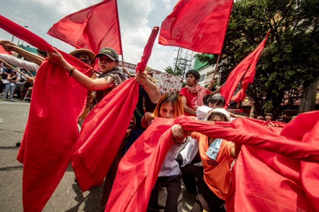 July 27, 2026, Quezon, Metro Manila, Philippines: Numbering in the thousands, multi-sectoral groups marched along Commonwealth Avenue for the Ã¢â‚¬ËœPeopleÃ¢â‚¬â ¢s SONAÃ¢â‚¬â ¢, coinciding with the 5th State of the Nation Address of Pres. Ferdinand Marcos Jr., July 27. Protesters called for greater accountability amidst government impunity, and the rejection of imperialist control of the United States over the Philippines in face of projects such as the Pax Silica Initiative which threatens to intensify issues of displacement and large-scale mining in the country. Quezon Philippines - ZUMAs383 20260727_zip_s383_018 Copyright: xNathanielxSorianox